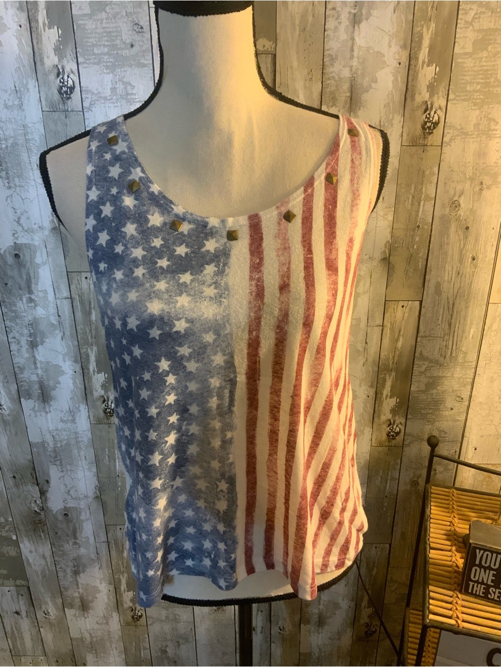 Sleeveless Americana Star & Stripe Tank Top - Red, White & Blue